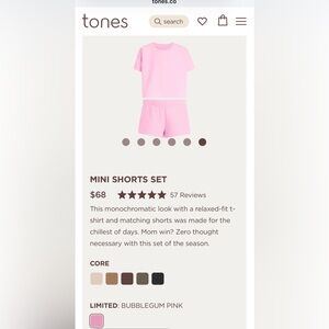 Tones Bubblegum 2T mini shorts set
